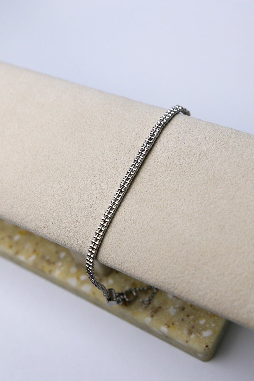 Silver Beaded Loom Bracelet