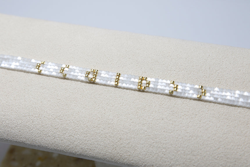 White Eclipse Beaded Loom Bracelet