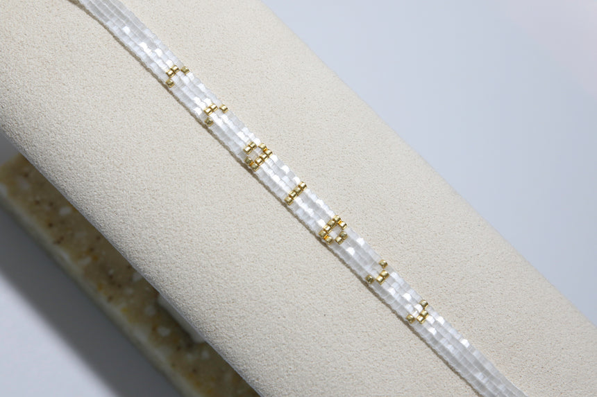 White Eclipse Beaded Loom Bracelet