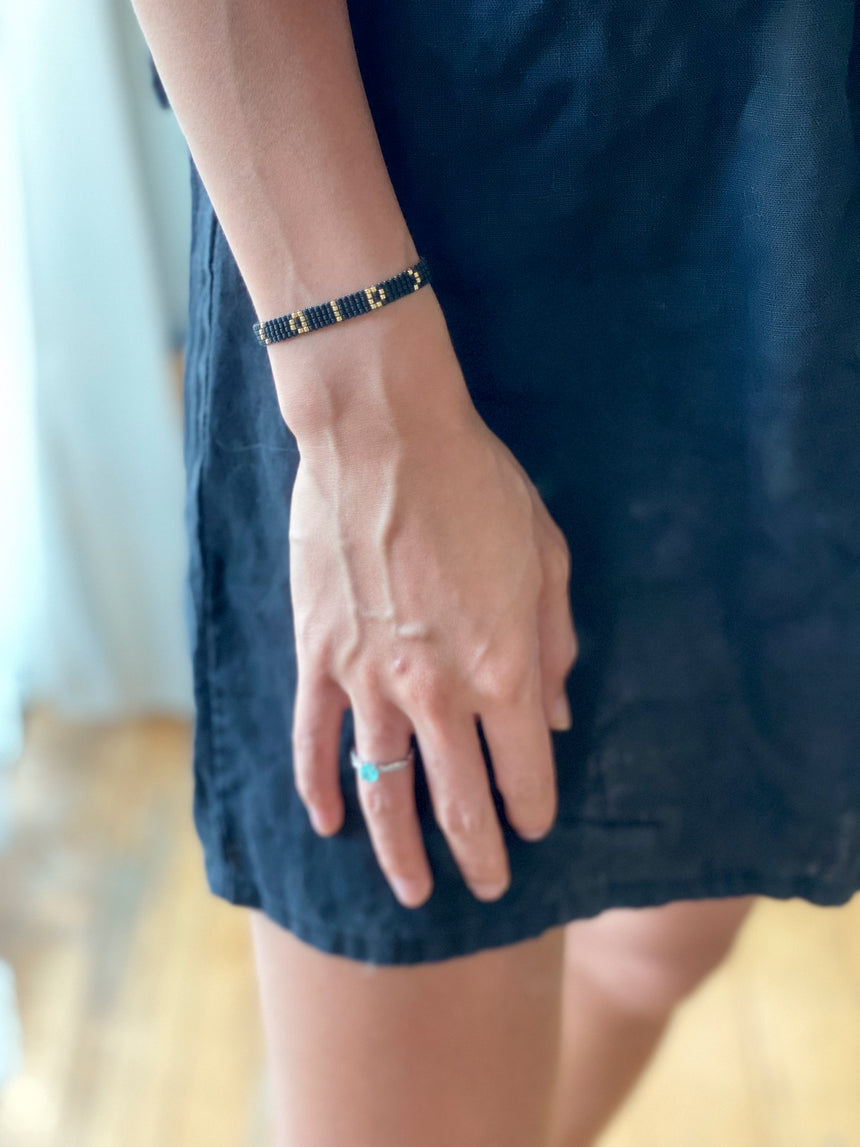 Black Eclipse Beaded Loom Bracelet