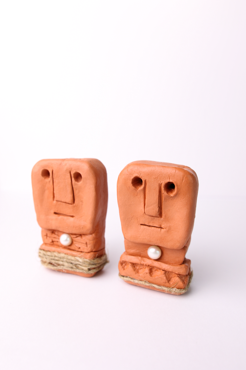 Stonehead guardian (1) - clay sculpture