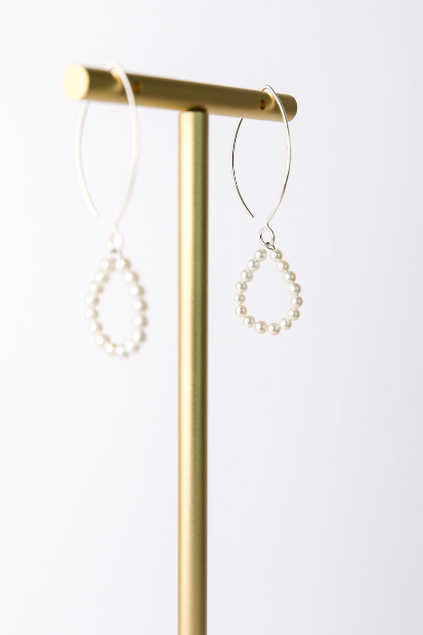 White Baby Pearls Infinity Hook Earrings