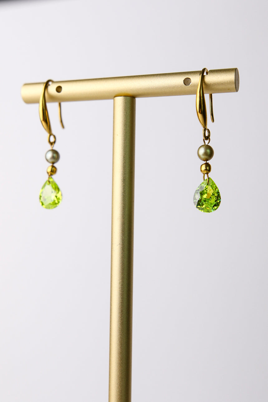 Tahitian Pistachio Pearl with Apple Green Accent Earrings