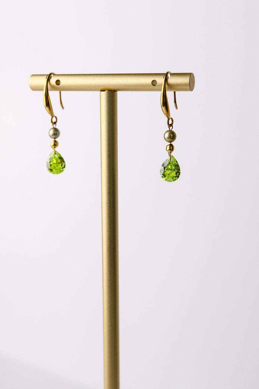 Tahitian Pistachio Pearl with Apple Green Accent Earrings
