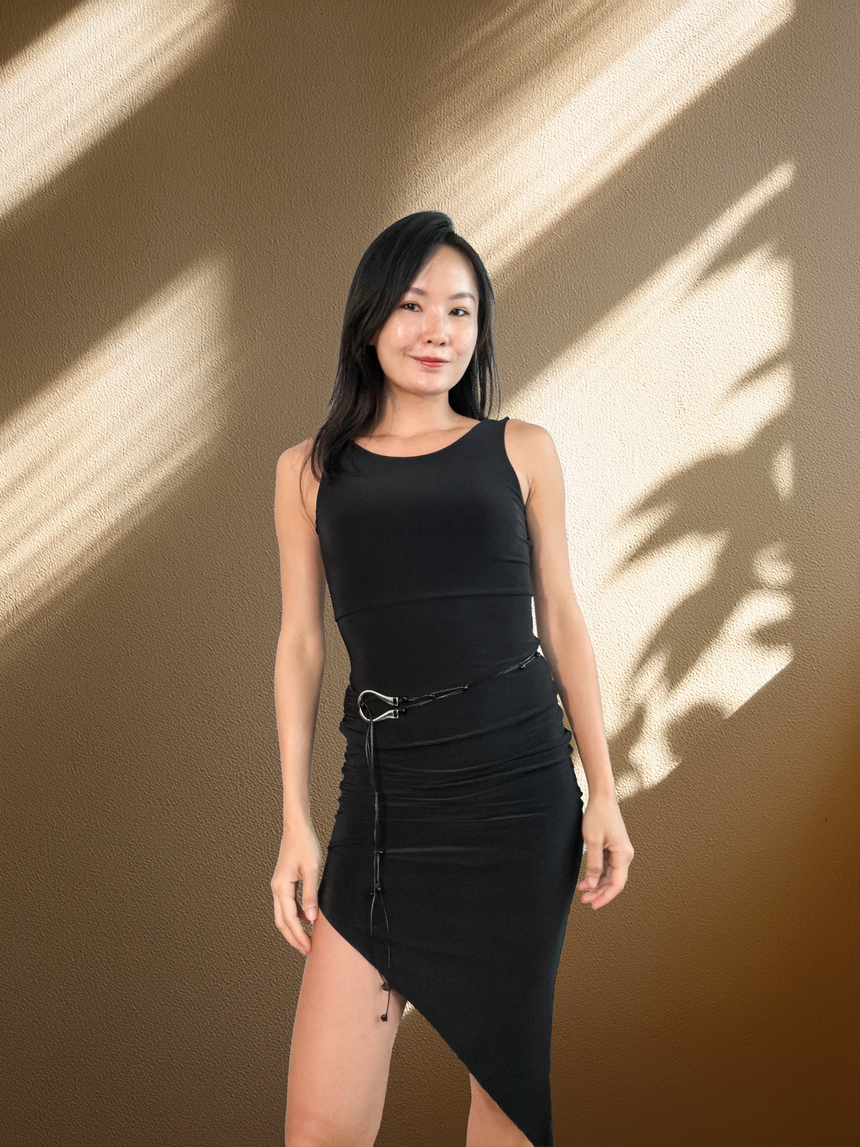 Gemstone black belt - Black obsidian