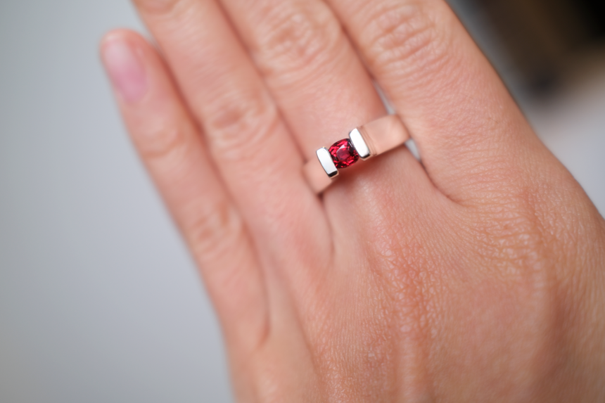 Red Spinel Tension-Style Ring • Natural Sri Lankan Spinel • Directly Sourced • Handmade • Solid Sterling Silver