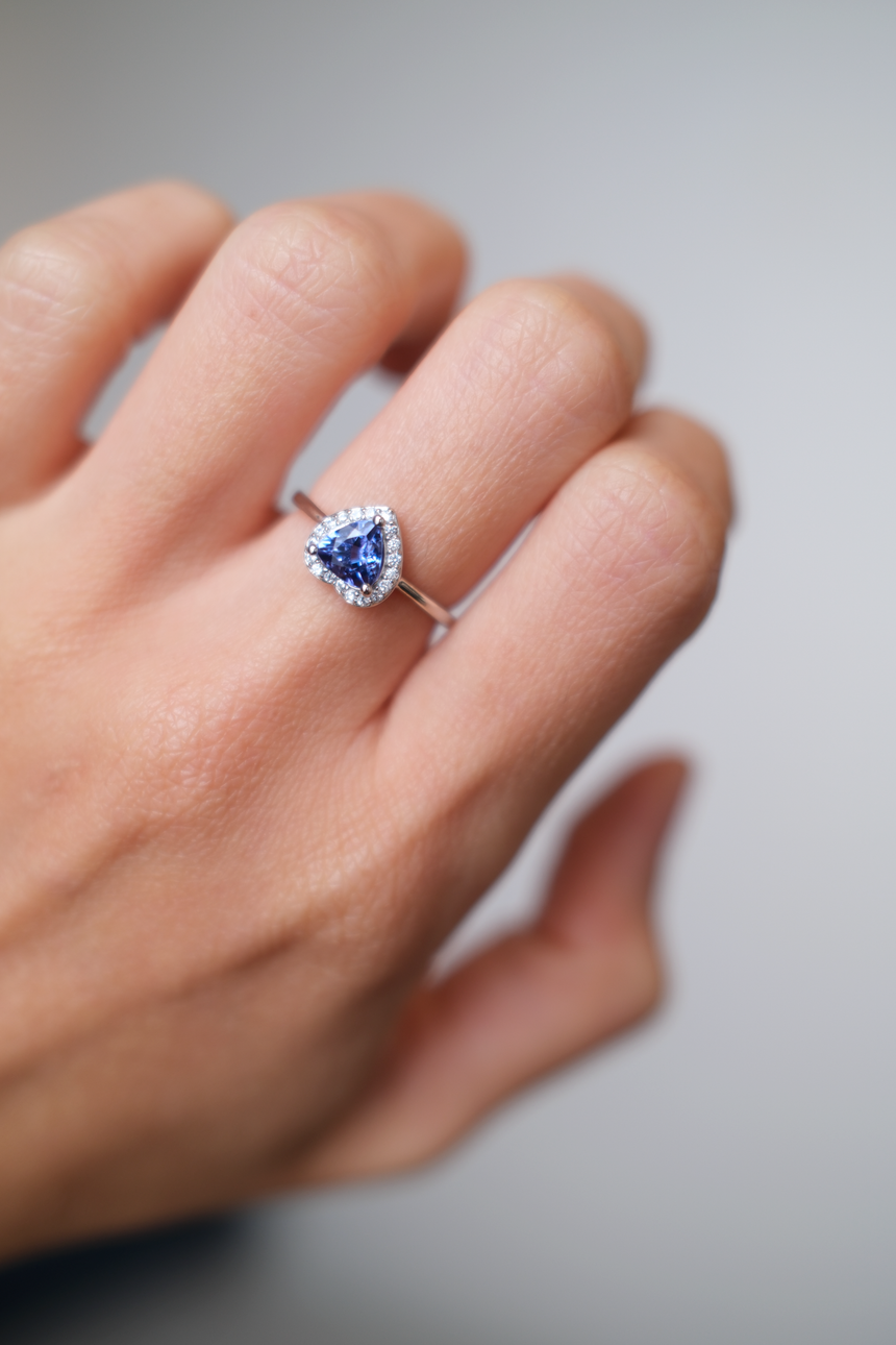 Tanzanite Heart Ring • Directly Sourced Natural Tanzanite • Rhodium-Plated 925 Silver