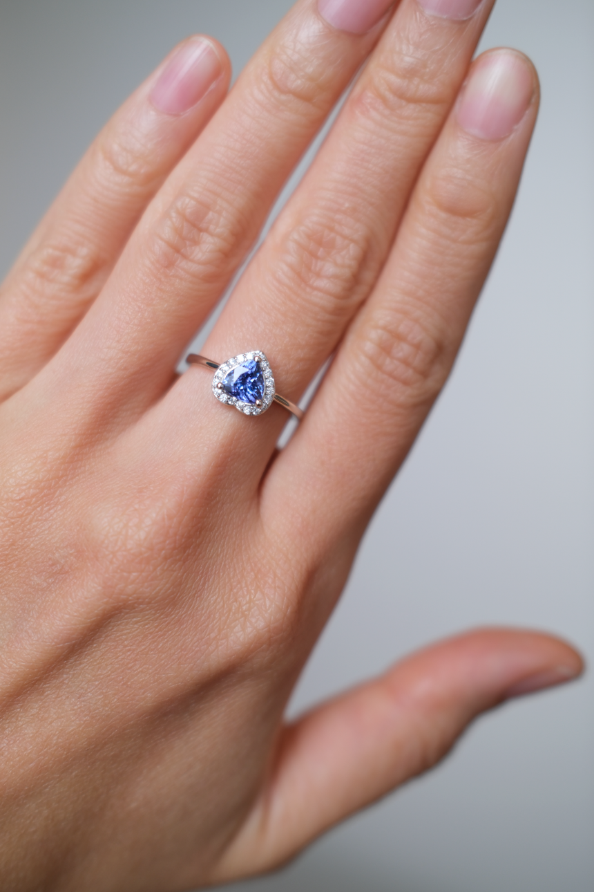 Tanzanite Heart Ring • Directly Sourced Natural Tanzanite • Rhodium-Plated 925 Silver