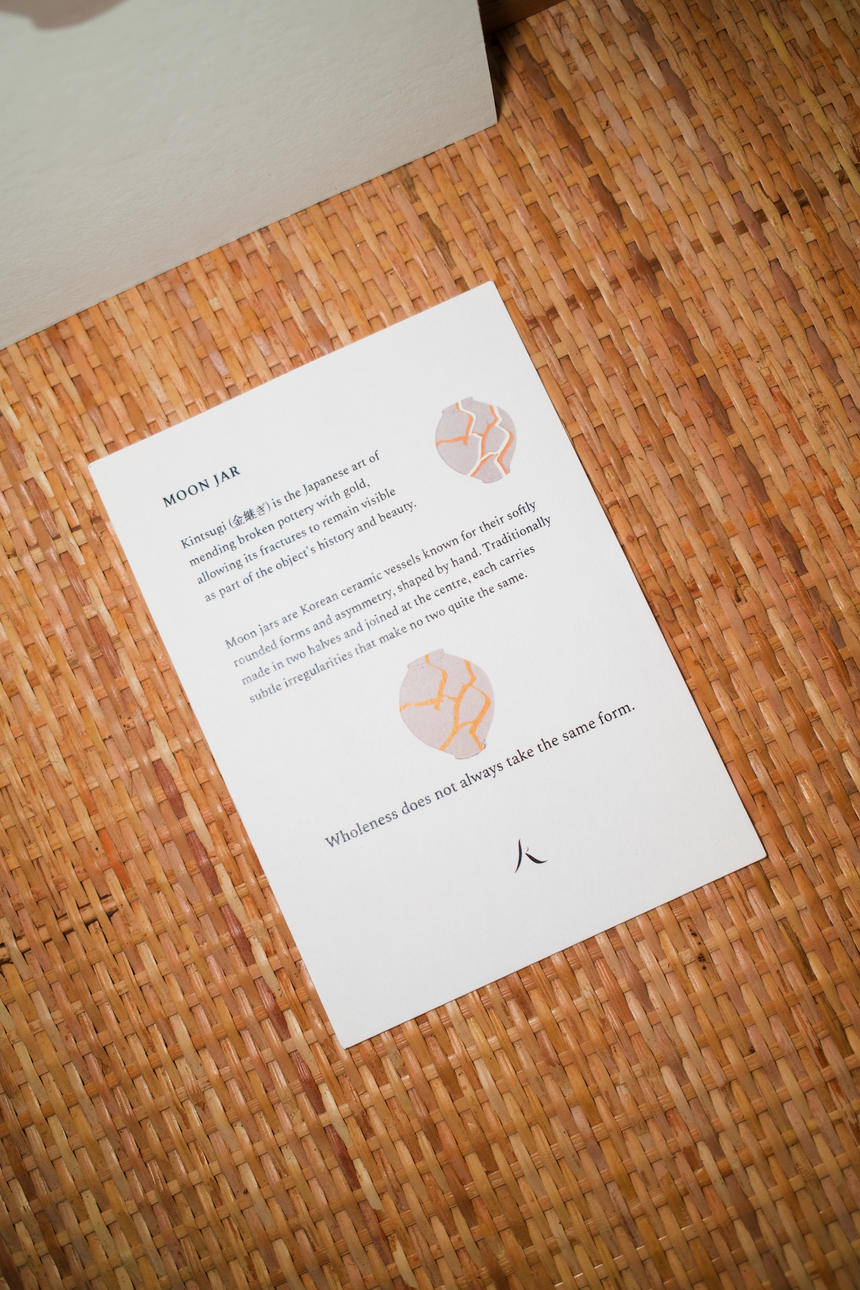Kintsugi Moon Jar Art Set • Gold Foil Stickers • A5 Cotton Paper Gift