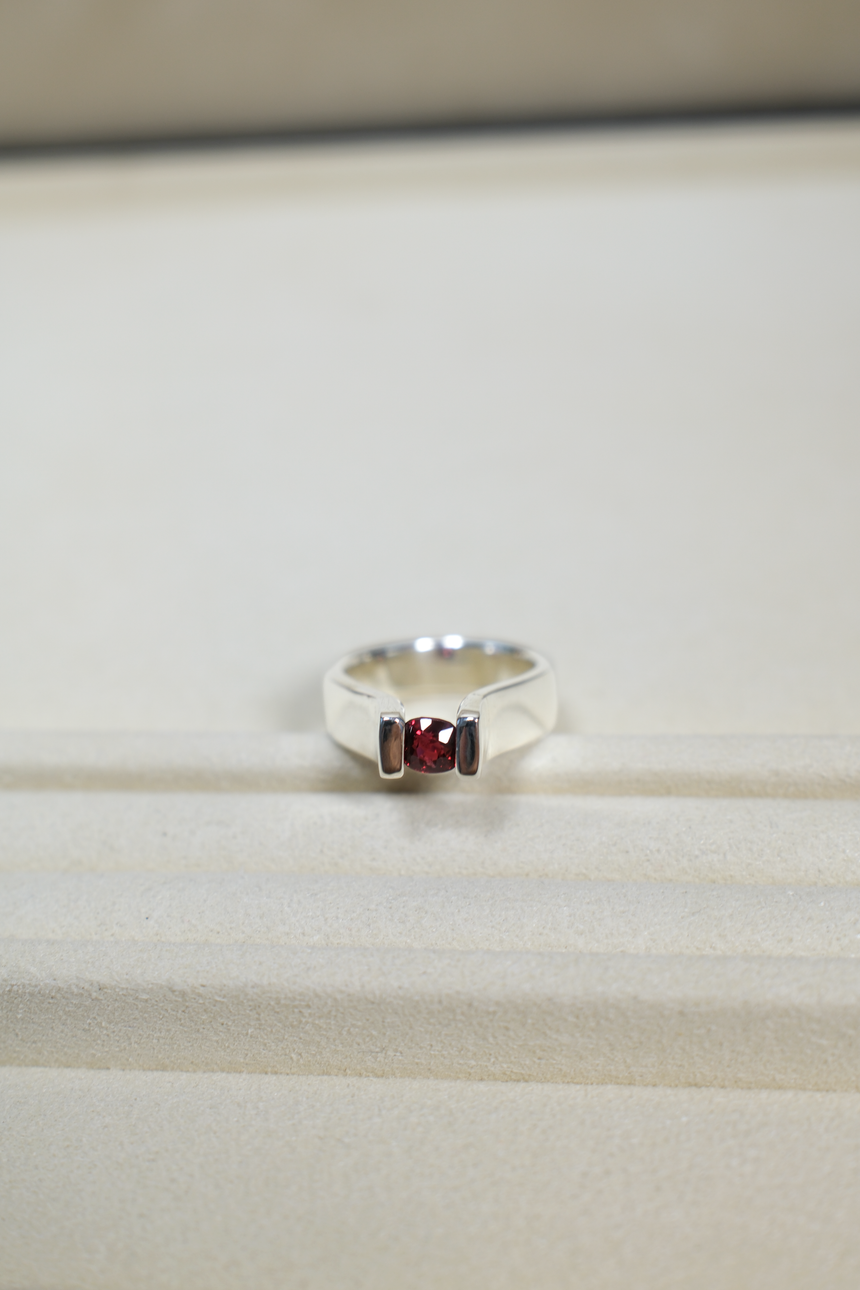 Red Spinel Tension-Style Ring • Natural Sri Lankan Spinel • Directly Sourced • Handmade • Solid Sterling Silver