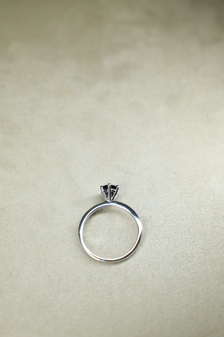 Forest Green Tourmaline Ring • Natural Brazilian Tourmaline • Rhodium-Plated 925 Sterling Silver • October Birthstone