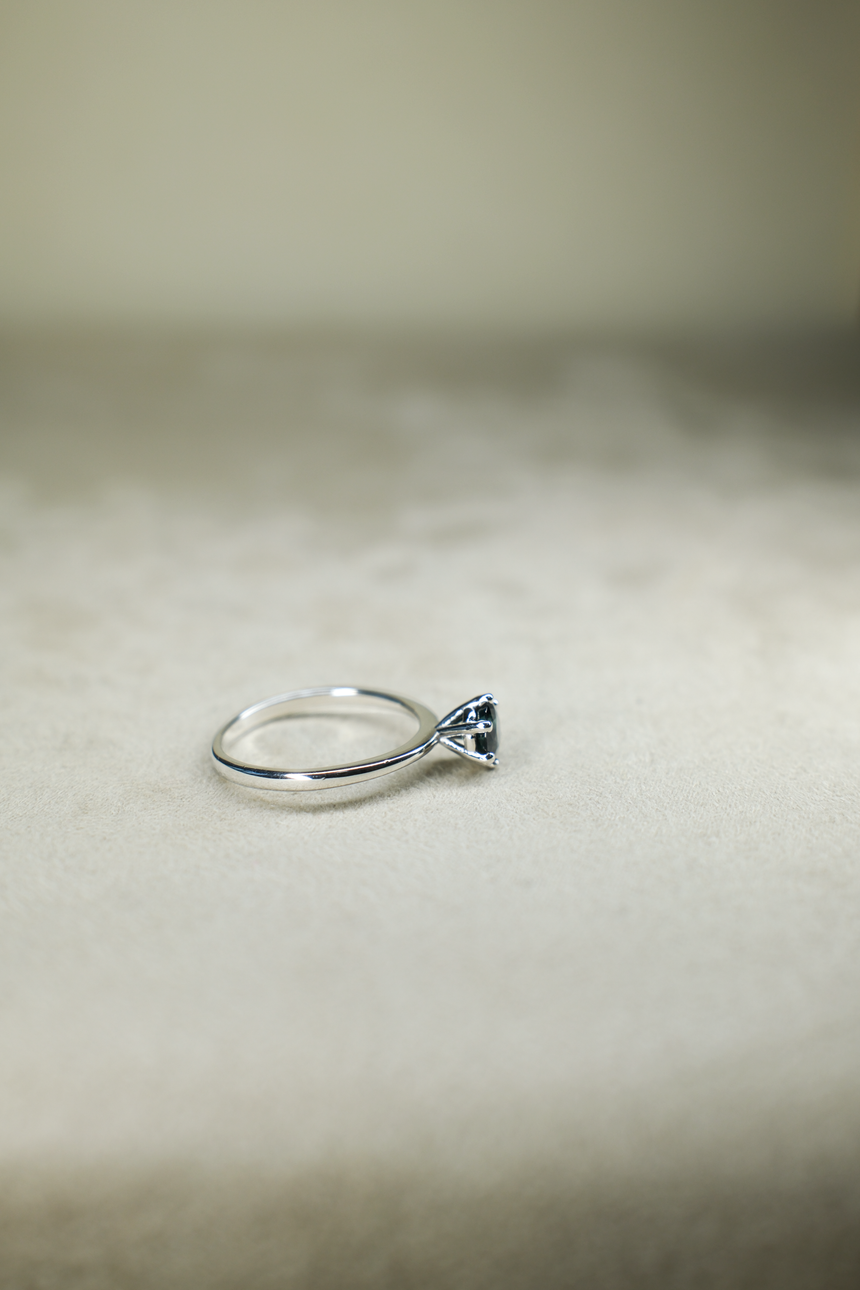 Forest Green Tourmaline Ring • Natural Brazilian Tourmaline • Rhodium-Plated 925 Sterling Silver • October Birthstone