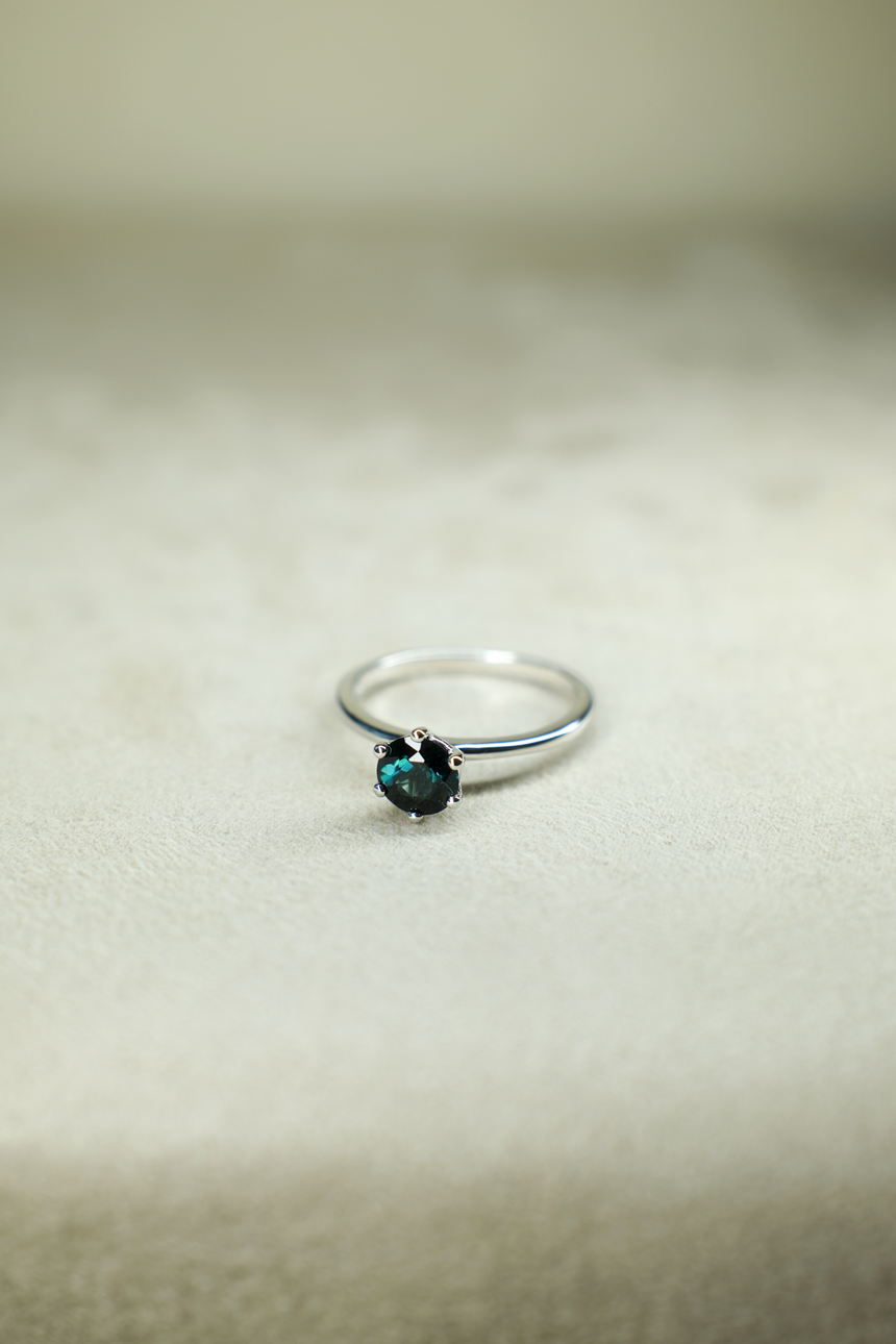 Forest Green Tourmaline Ring • Natural Brazilian Tourmaline • Rhodium-Plated 925 Sterling Silver • October Birthstone