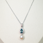 Blue Tourmaline Pearl Drop Pendant Necklace •  Directly Sourced • Natural Cambodian Tourmaline • Sterling Silver