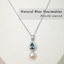 Blue Tourmaline Pearl Drop Pendant Necklace •  Directly Sourced • Natural Cambodian Tourmaline • Sterling Silver