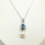 Blue Tourmaline Pearl Drop Pendant Necklace •  Directly Sourced • Natural Cambodian Tourmaline • Sterling Silver