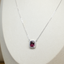 Rhodolite Garnet Cushion Pendant Necklace • Certified Natural Sri Lankan Rhodolite • Rhodium-Plated 925 Silver