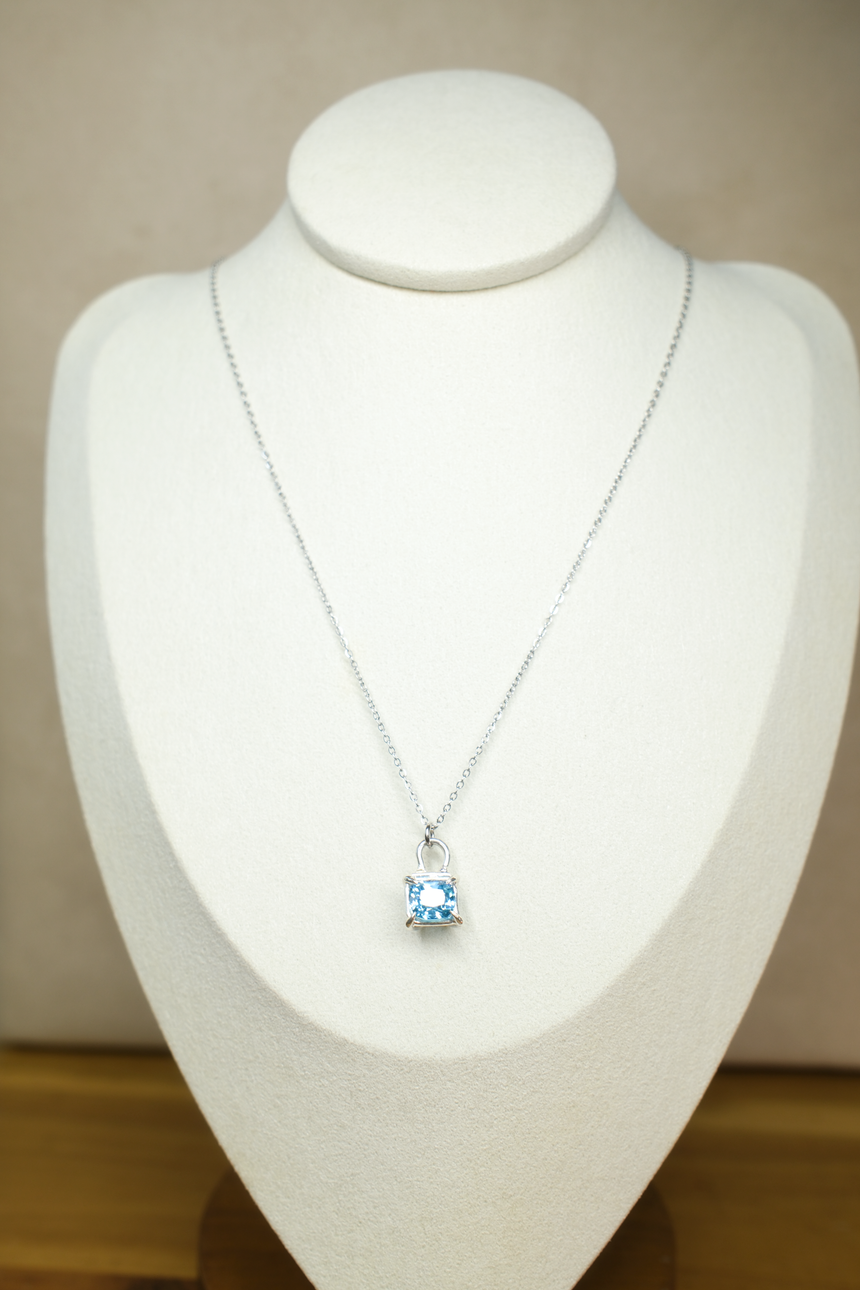Blue Zircon Pendant Necklace • Natural Cambodian Zircon • Directly Sourced Natural Cambodian Zircon • Sterling Silver