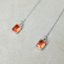 Orange Fire Opal Earrings Chain • Natural Unheated Mexican Opal • Directly Sourced • Sterling Silver