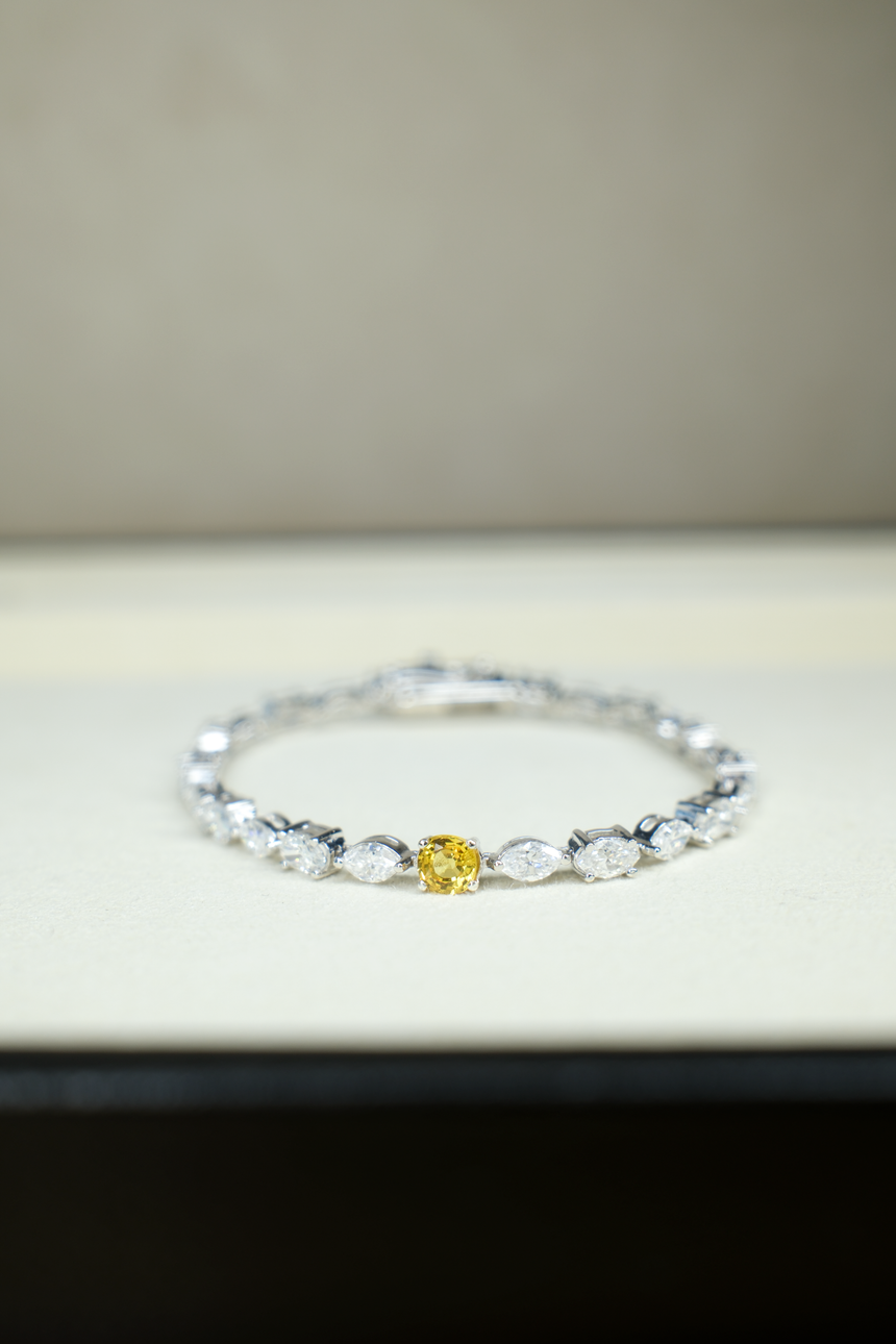 Yellow Sapphire Bracelet • Directly Sourced Natural Ceylon Sapphire • Sterling Silver • One of a Kind