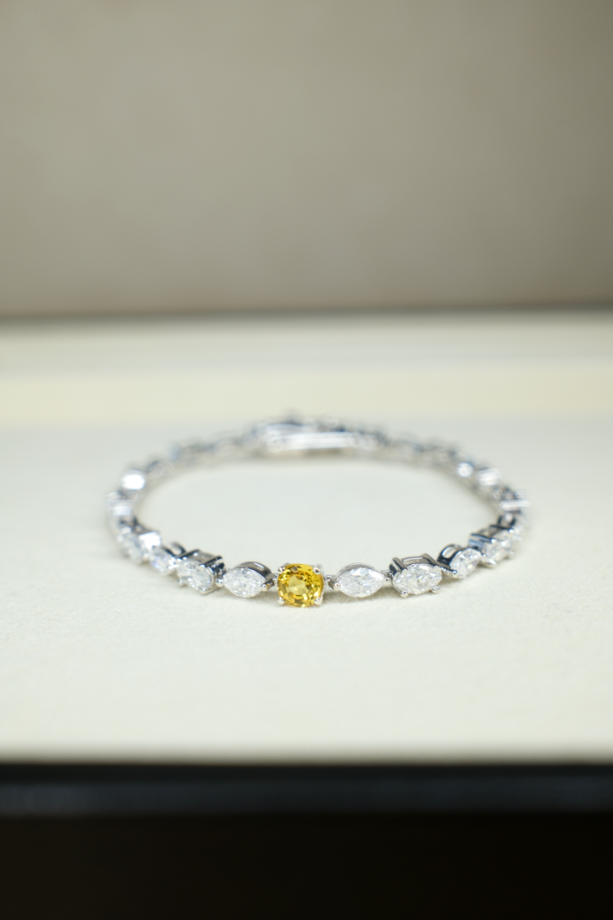 Yellow Sapphire Bracelet • Directly Sourced Natural Ceylon Sapphire • Sterling Silver • One of a Kind