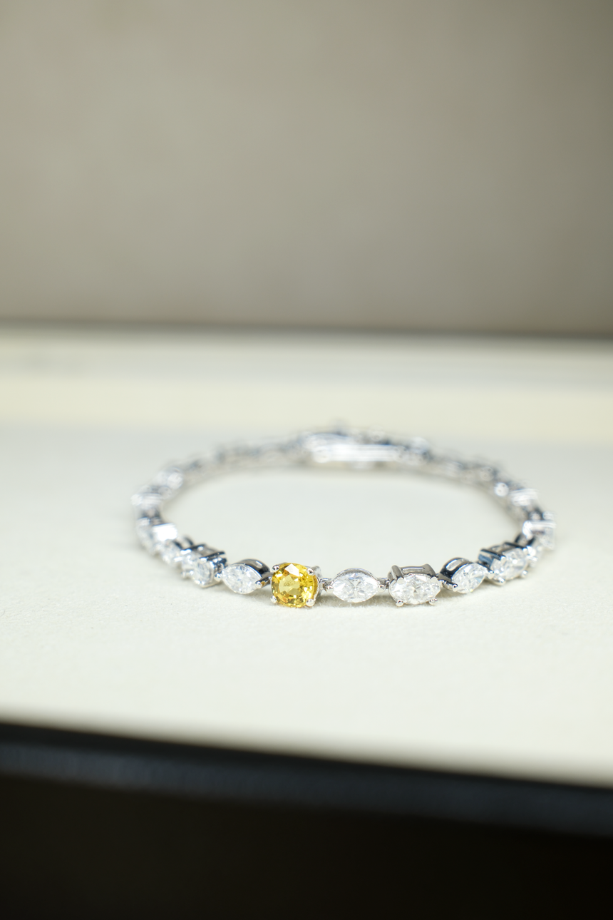 Yellow Sapphire Bracelet • Directly Sourced Natural Ceylon Sapphire • Sterling Silver • One of a Kind