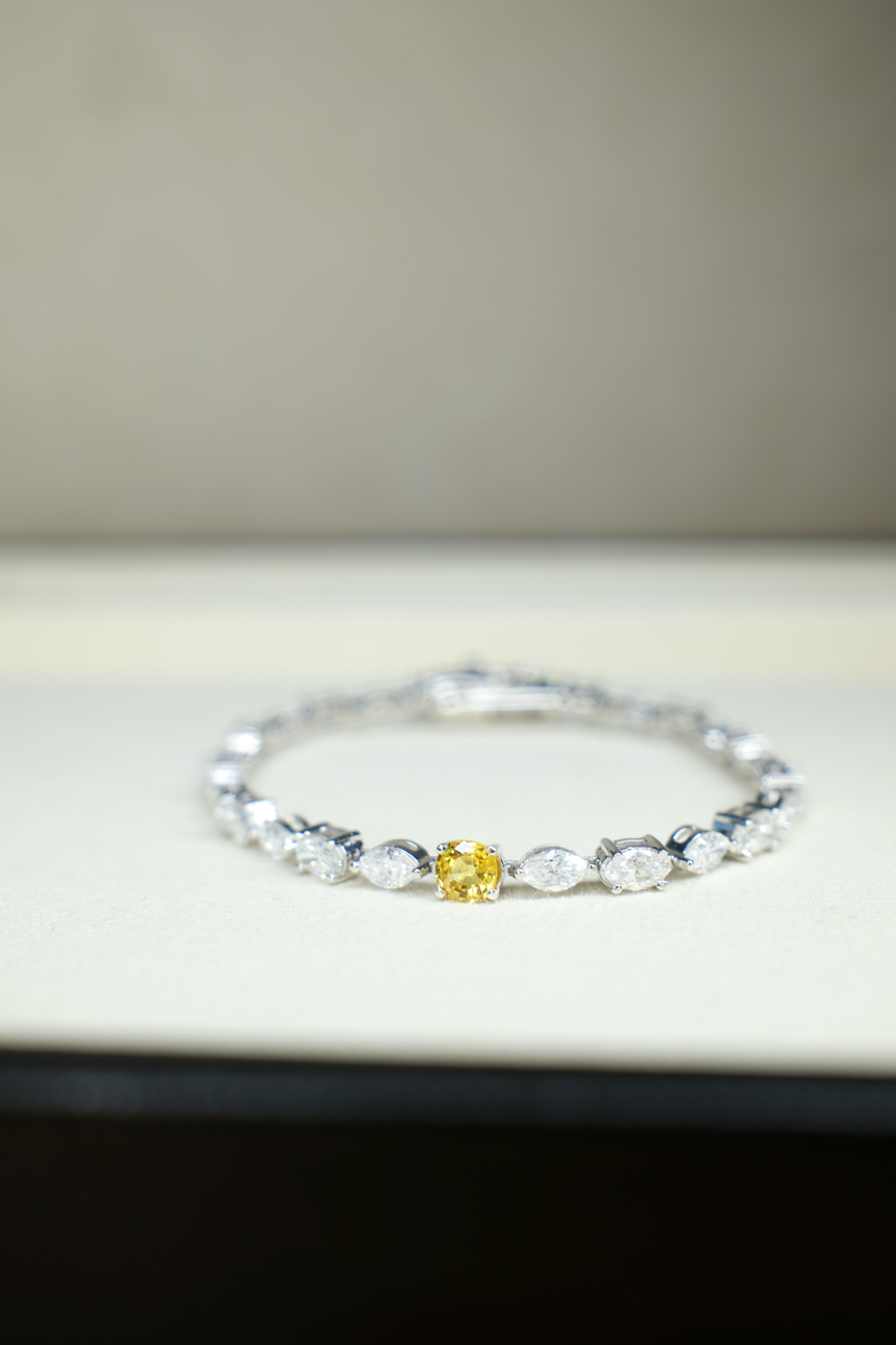 Yellow Sapphire Bracelet • Directly Sourced Natural Ceylon Sapphire • Sterling Silver • One of a Kind
