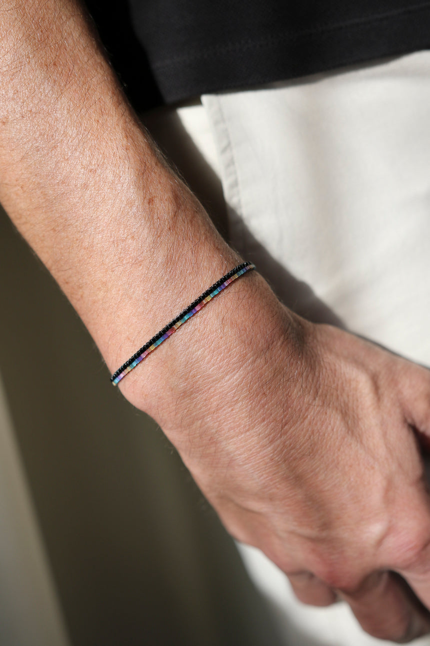 Rainbow & Black Beaded Loom Bracelet