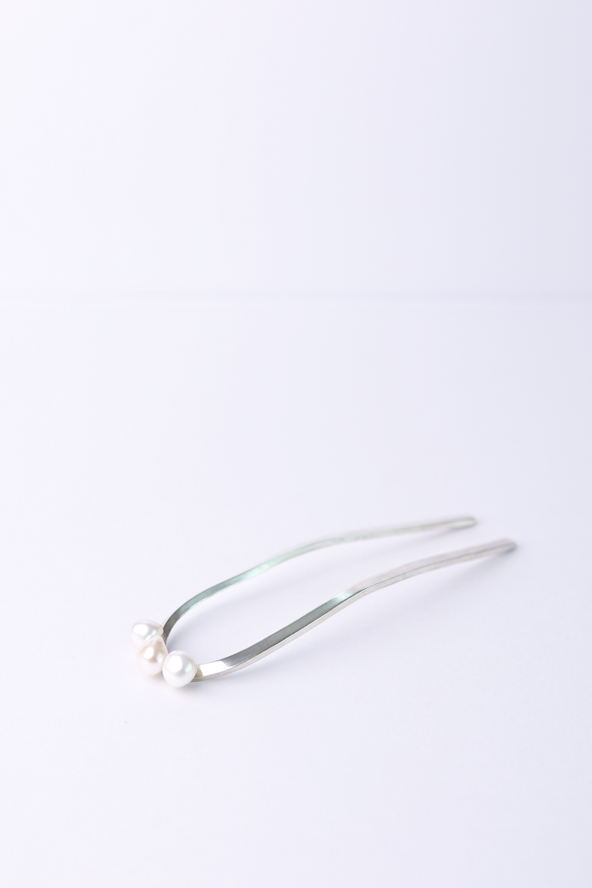 Moon arc 925 silver pearl hairpin
