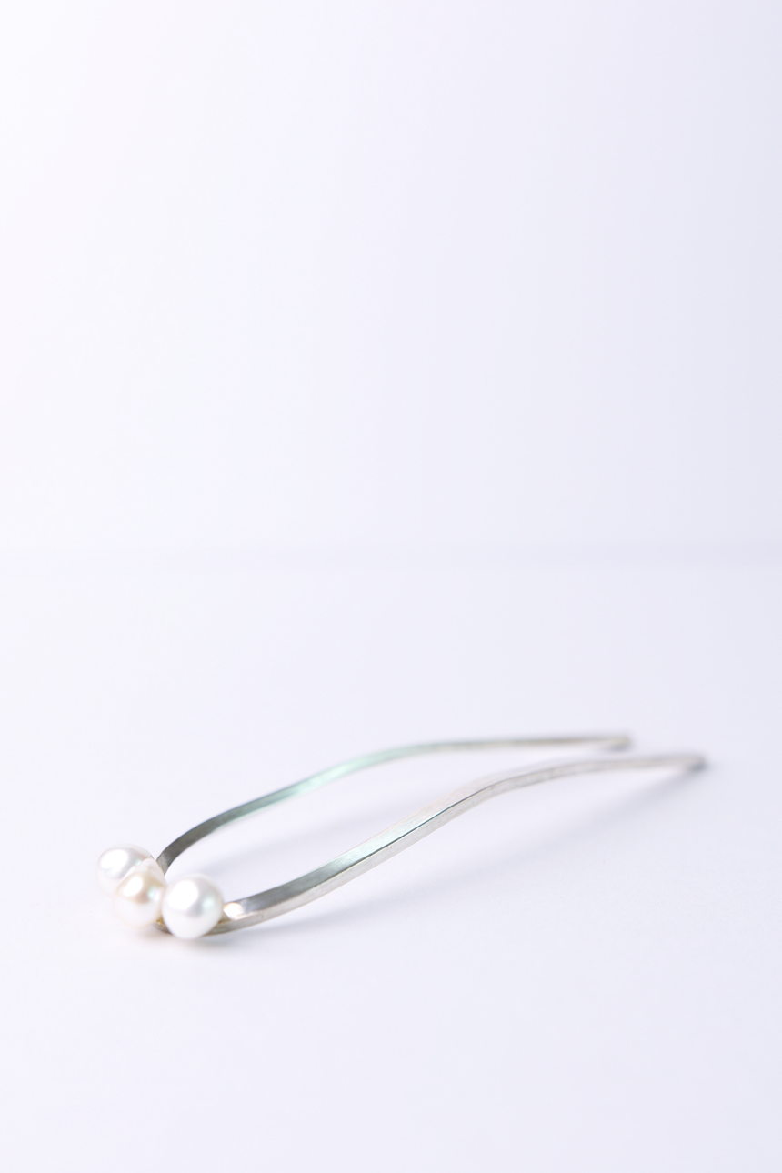 Moon arc 925 silver pearl hairpin