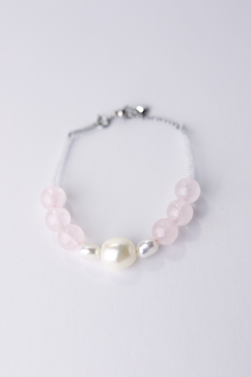 My heart pearl and quartz bracelet