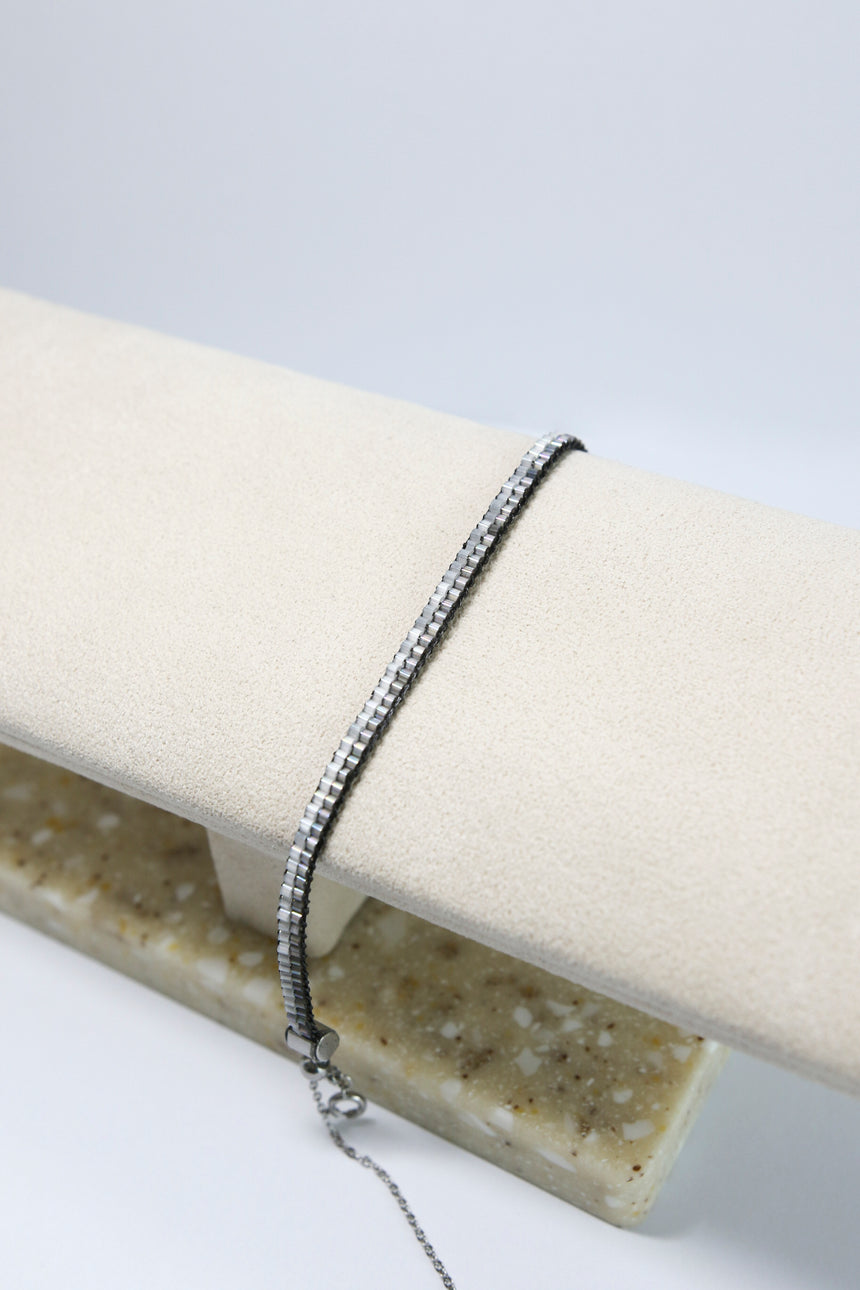 Silver & Gray Beaded Loom Bracelet