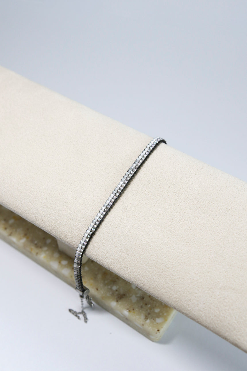 Silver & Gray Beaded Loom Bracelet
