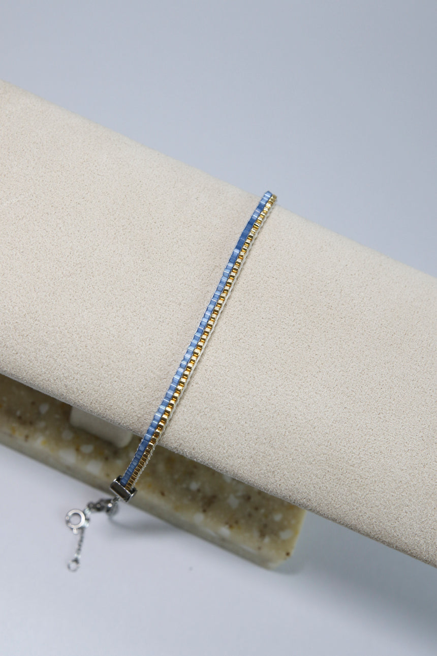 Blue & Gold Beaded Loom Bracelet