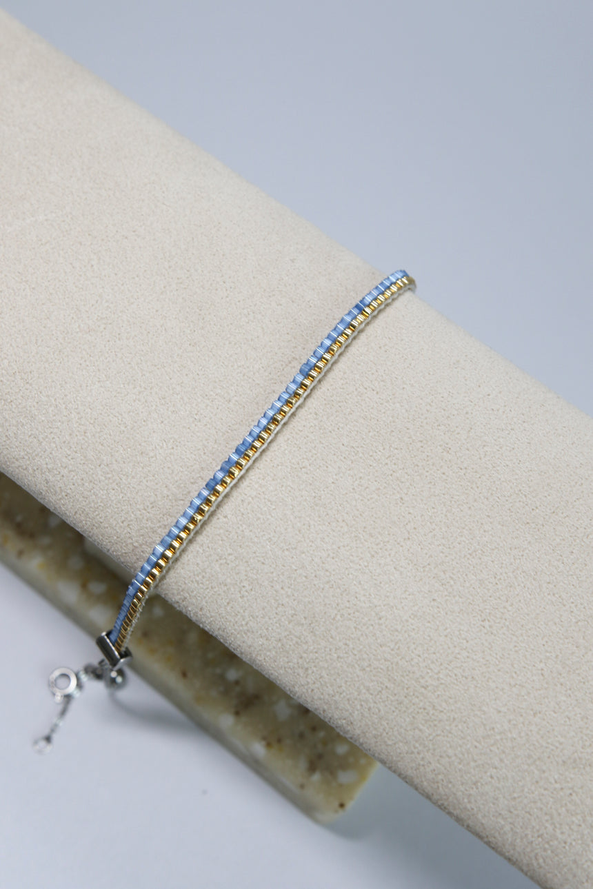 Blue & Gold Beaded Loom Bracelet
