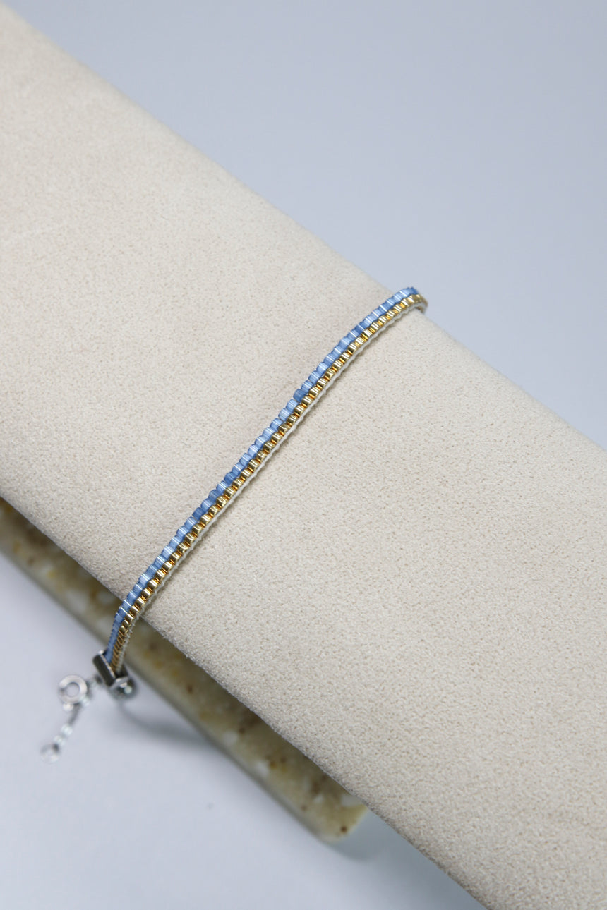 Blue & Gold Beaded Loom Bracelet