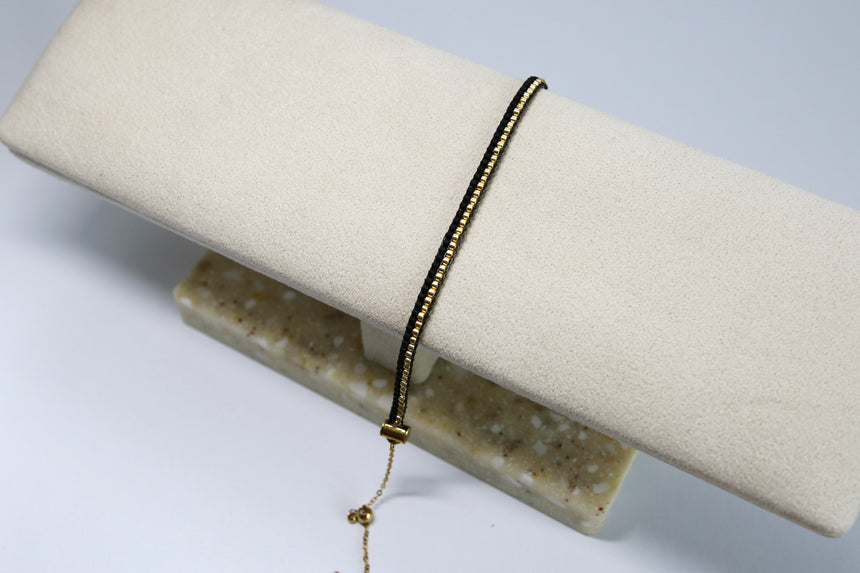 Black & Gold Beaded Loom Bracelet