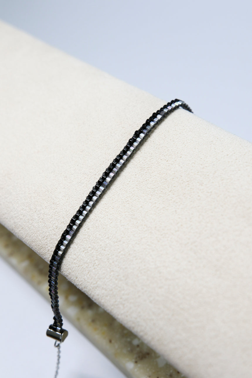 Black & Grey Beaded Loom Bracelet