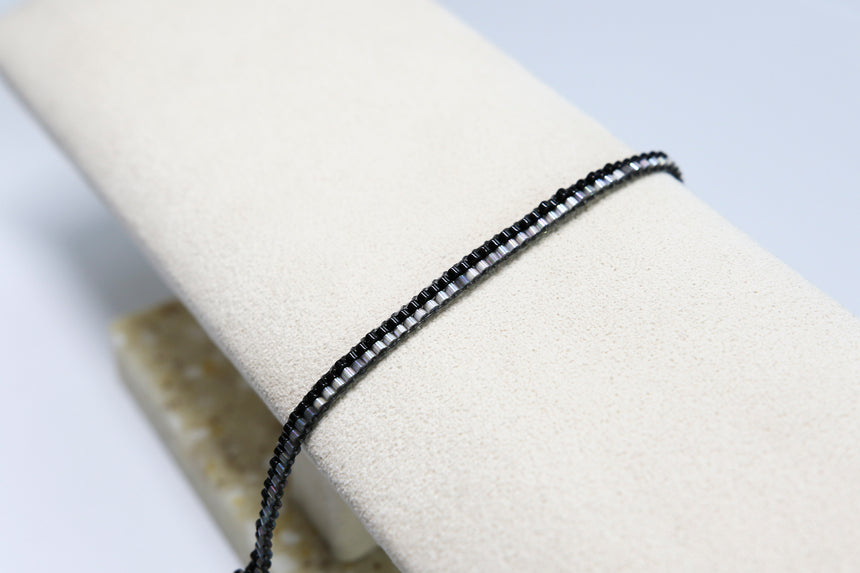 Black & Grey Beaded Loom Bracelet