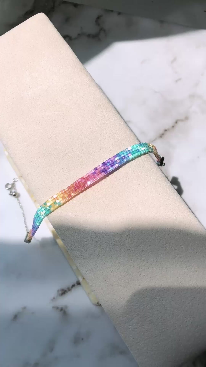 Rainbow Ombre Beaded Loom Bracelet